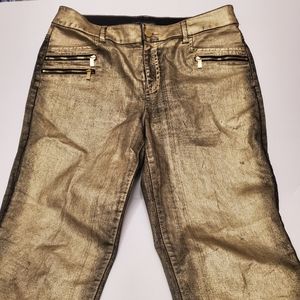Chico metallic gold ankle pants size 10